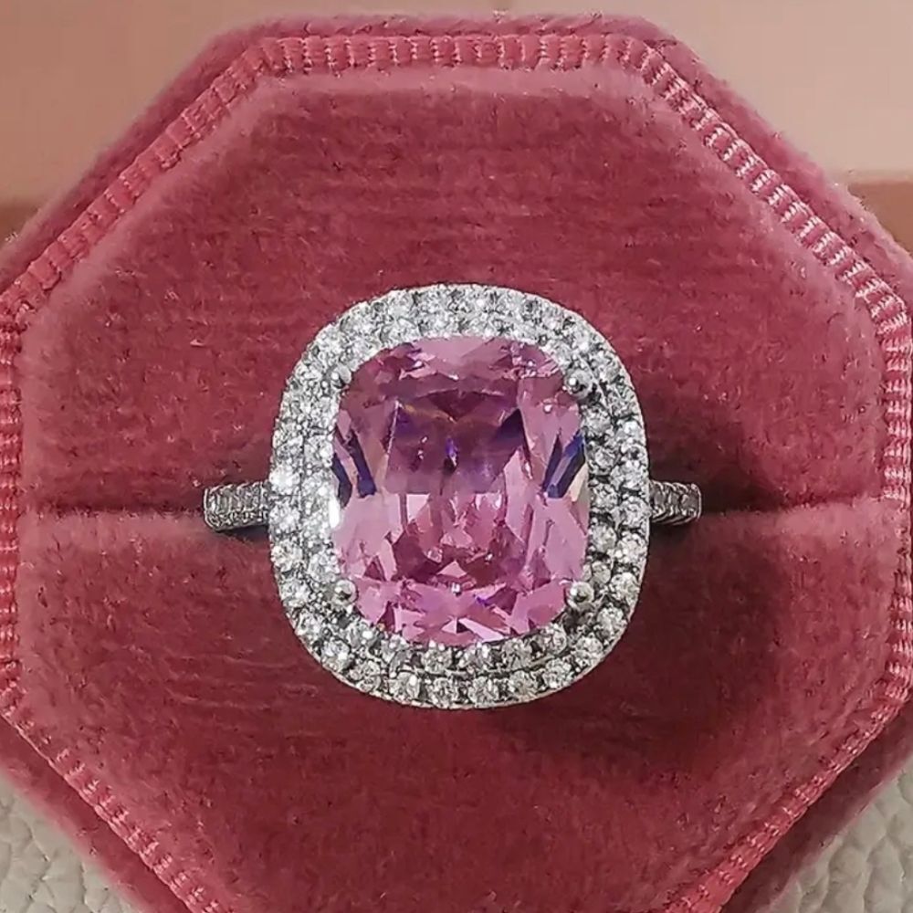 Pink Diamond Princess Cut Ring